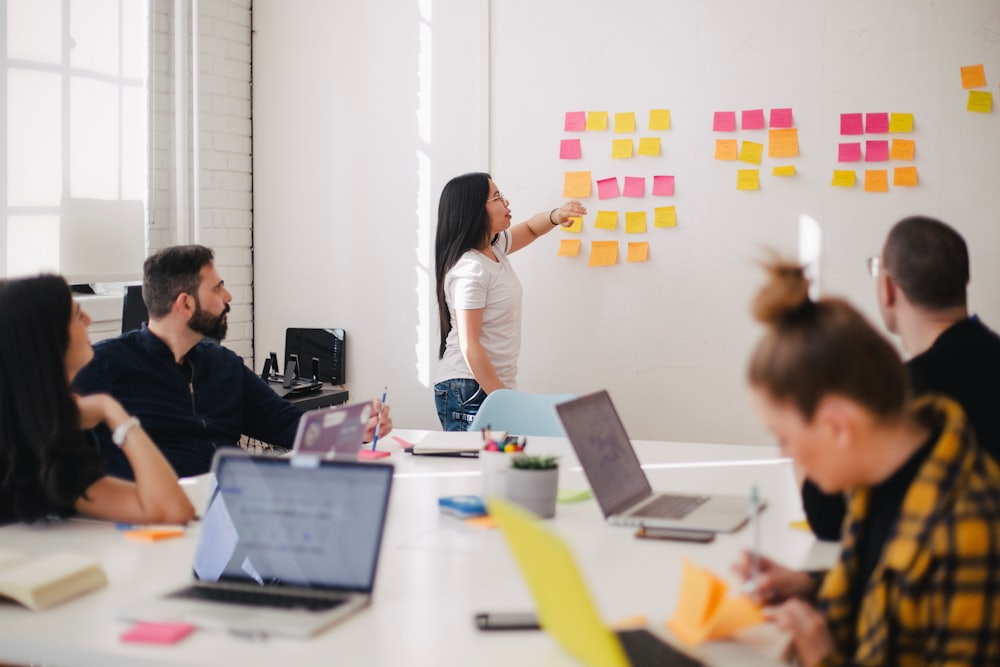A team applying new skills in a working session